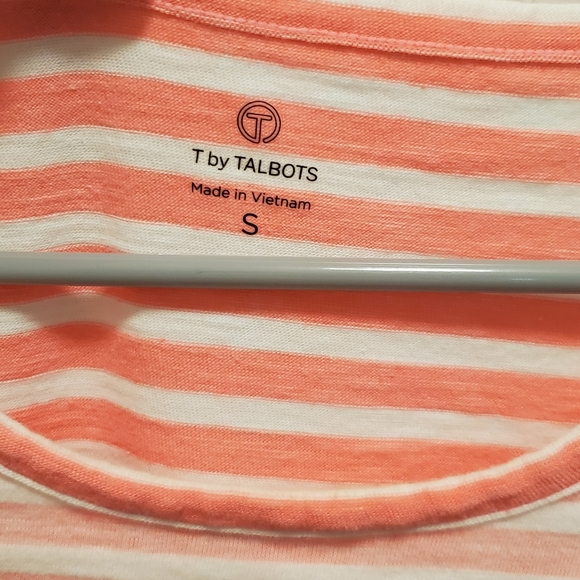 Pink and white striped Talbots long sleeve tee - Picture 2 of 2